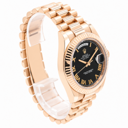 Rolex Day-Date II 41MM 218235 18Kt Everose Gold Black Dial Watch